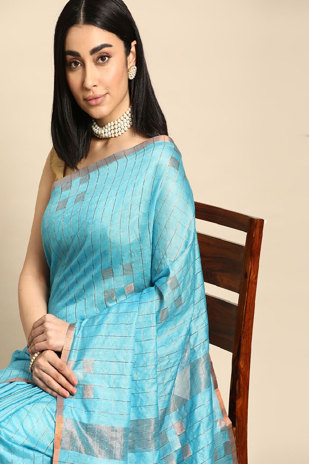 Blue Silk Blend Saree