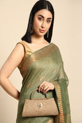 Green Silk Blend Saree