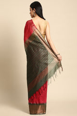 Red Silk Blend Saree