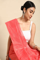 Peach Silk Blend Saree