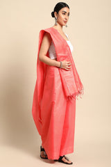 Peach Silk Blend Saree