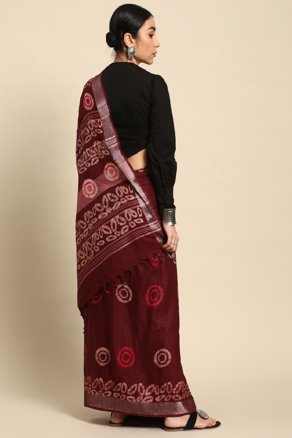 Maroon Pure Cotton Saree