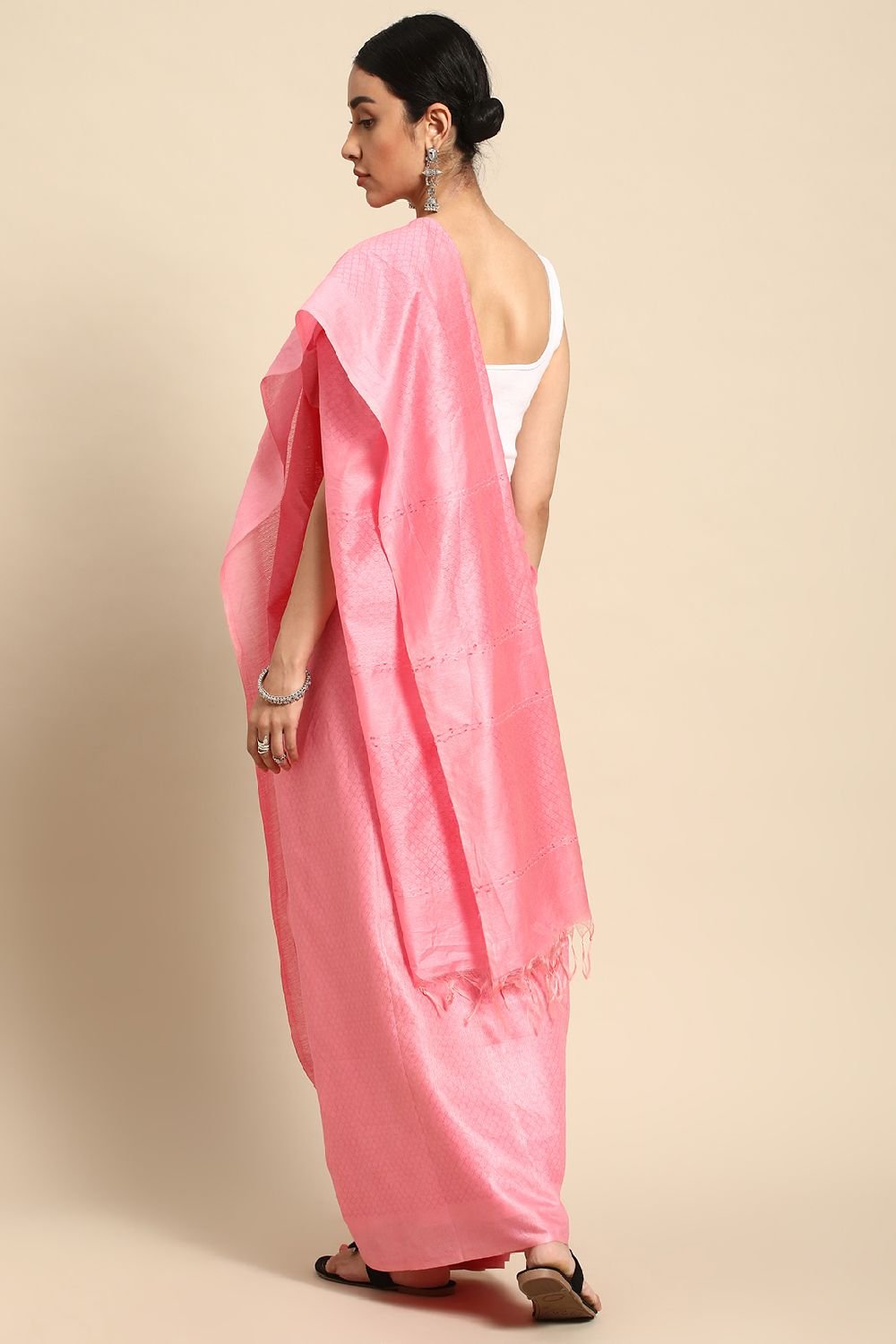 Pink Silk Blend Saree