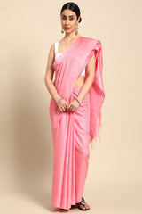 Pink Silk Blend Saree