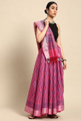 Pink Silk Blend Saree