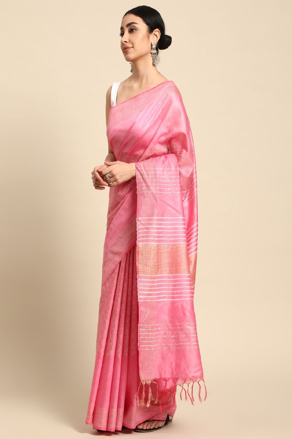 Pink Silk Blend Saree