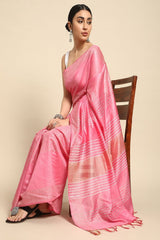 Pink Silk Blend Saree