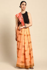 Orange Pure Cotton Saree