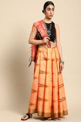 Orange Pure Cotton Saree