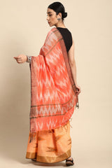 Orange Pure Cotton Saree