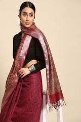 Maroon Silk Blend Saree