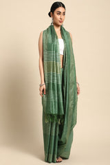 Green Silk Blend Saree