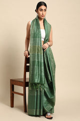 Green Silk Blend Saree