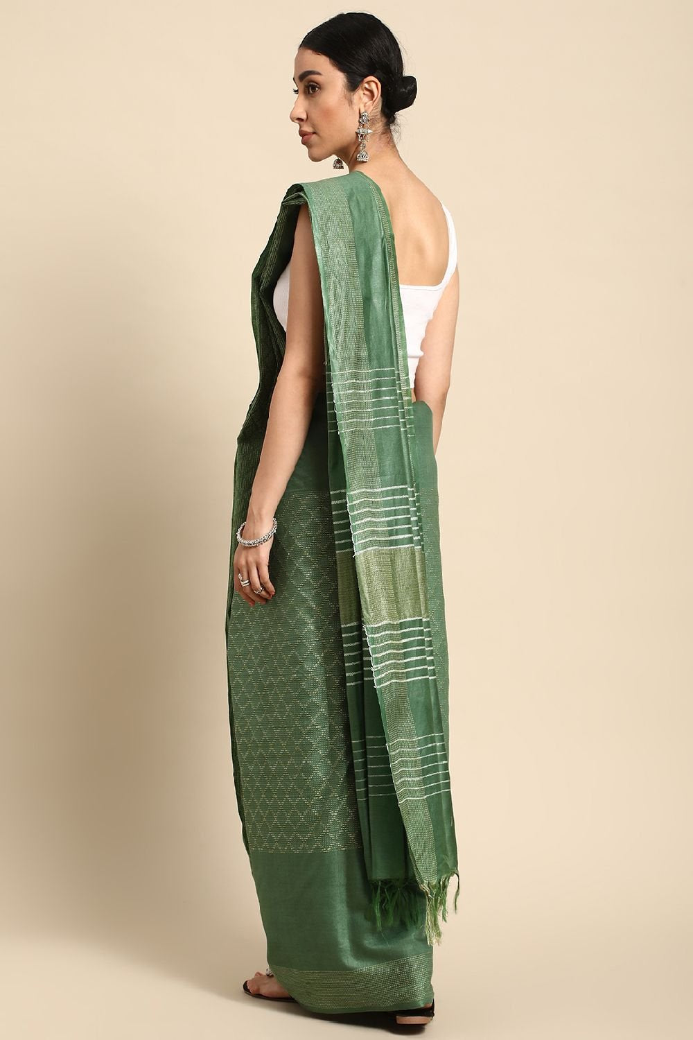 Green Silk Blend Saree