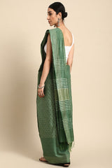 Green Silk Blend Saree