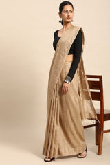 Beige Silk Blend Saree