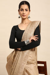 Beige Silk Blend Saree