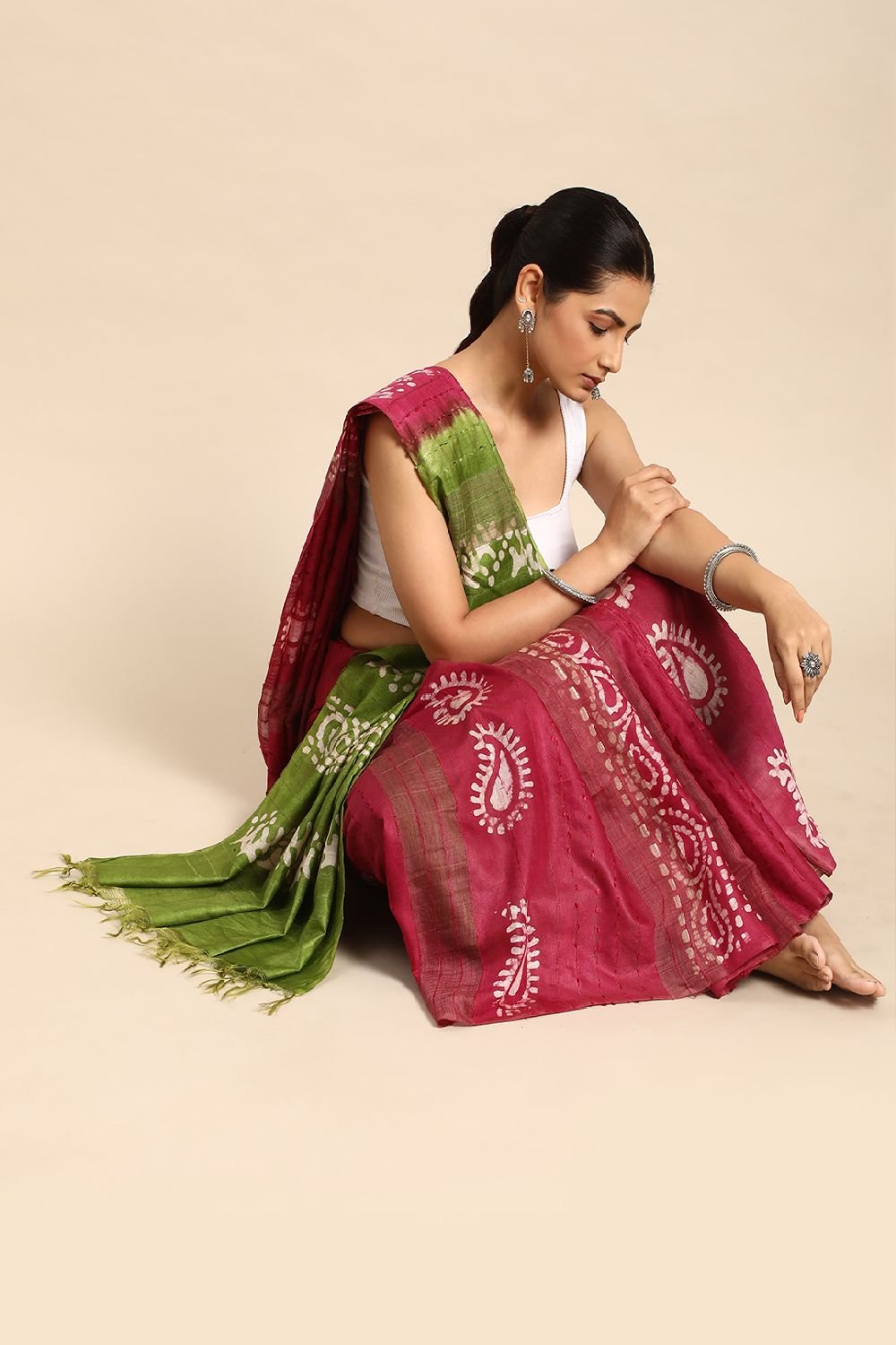 Red Silk Blend Saree