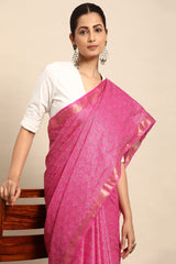 Pink Silk Blend Saree