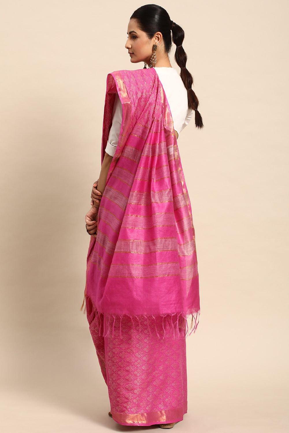 Pink Silk Blend Saree