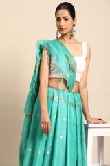 Sea Green Silk Blend Saree