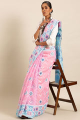 Pink Silk Blend Saree