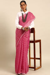 Magenta Silk Blend Saree