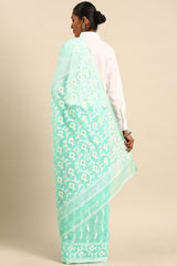 Sea Green Silk Blend Saree