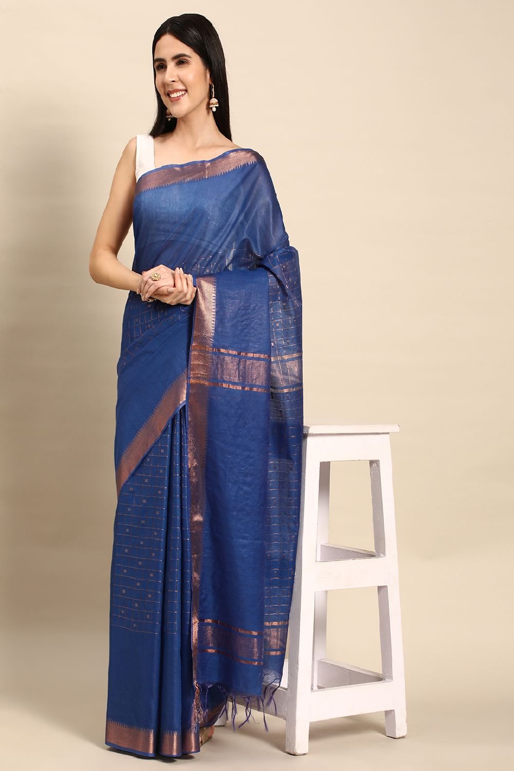 Blue Silk Blend Saree