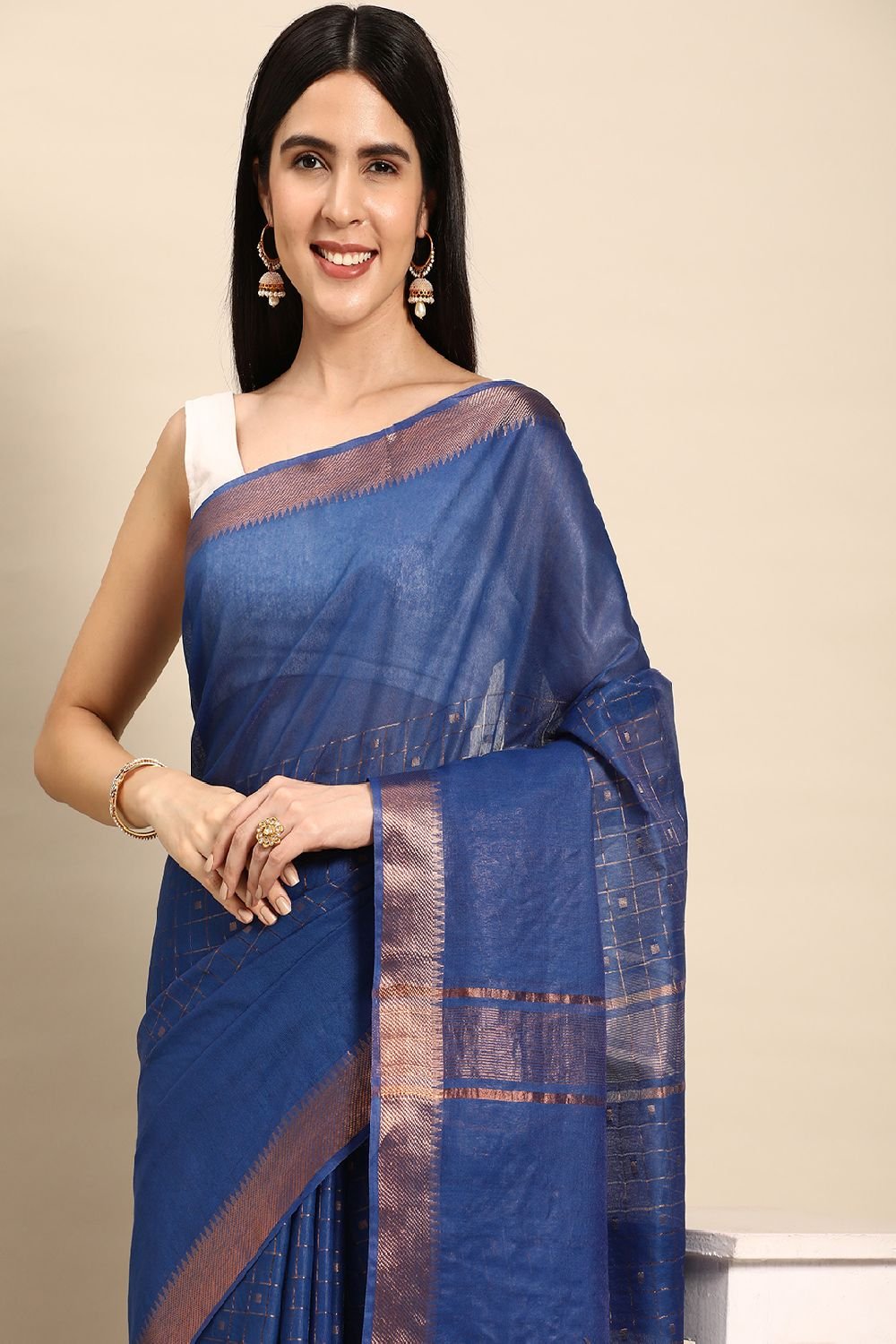 Blue Silk Blend Saree