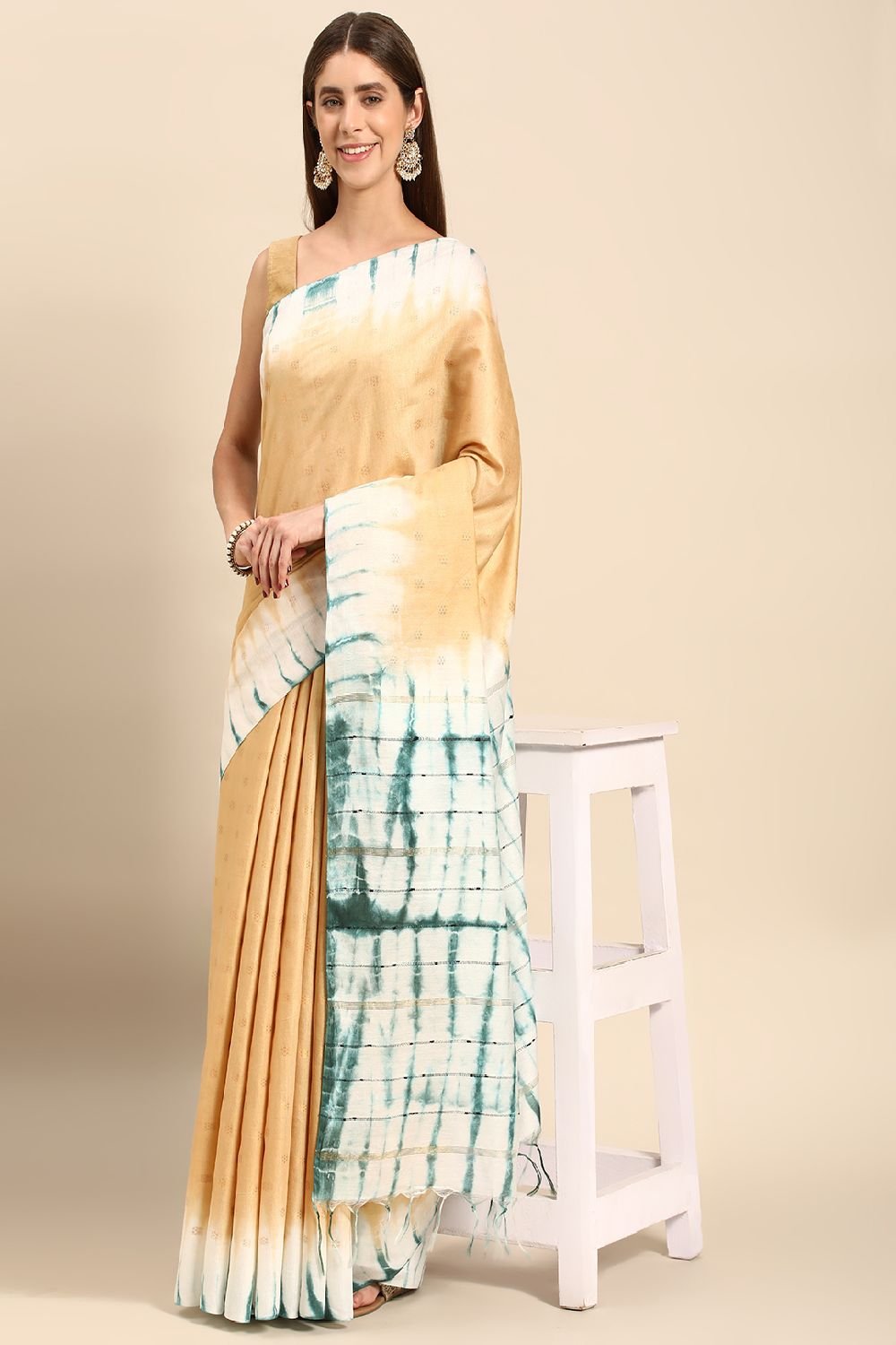 Yellow Silk Blend Saree