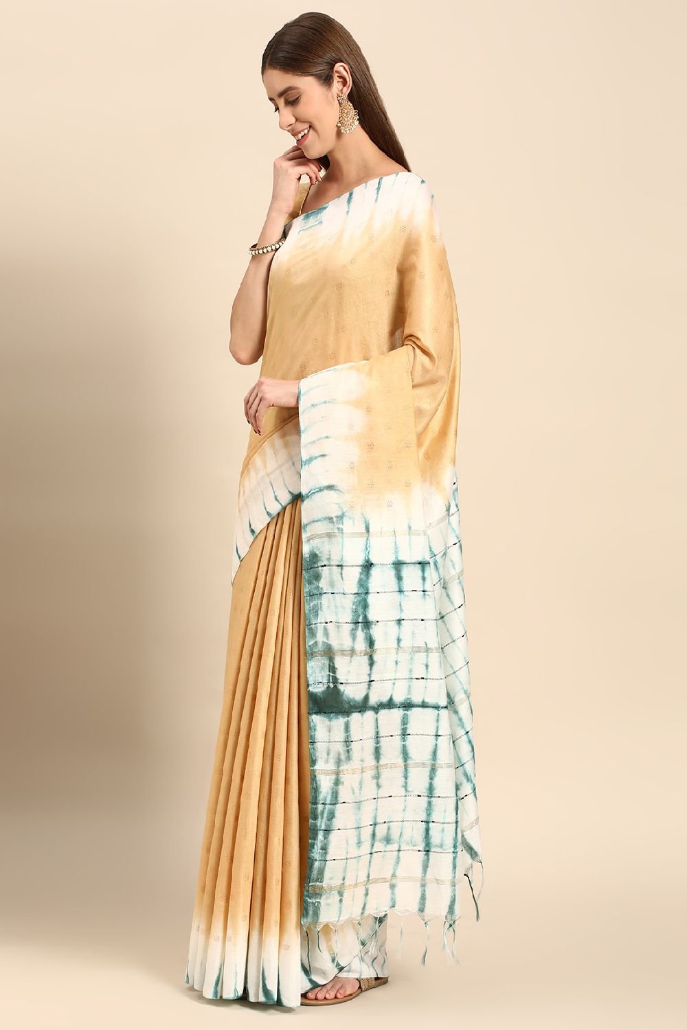 Yellow Silk Blend Saree