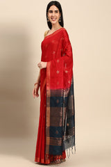 Red Silk Blend Saree