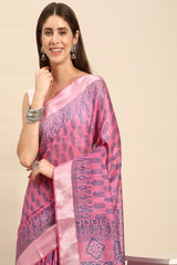 Pink Silk Blend Saree