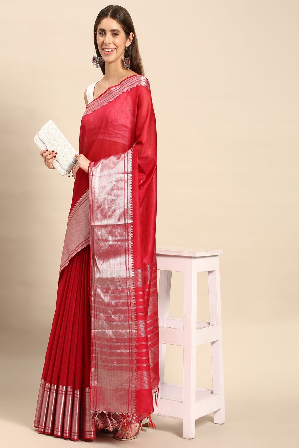 Pink Silk Blend Saree