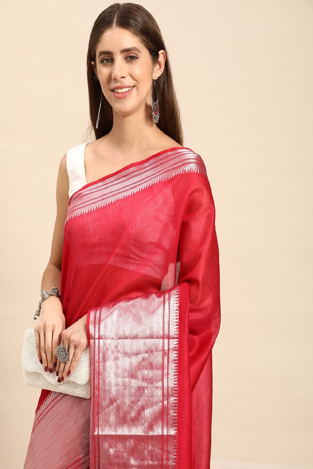 Pink Silk Blend Saree