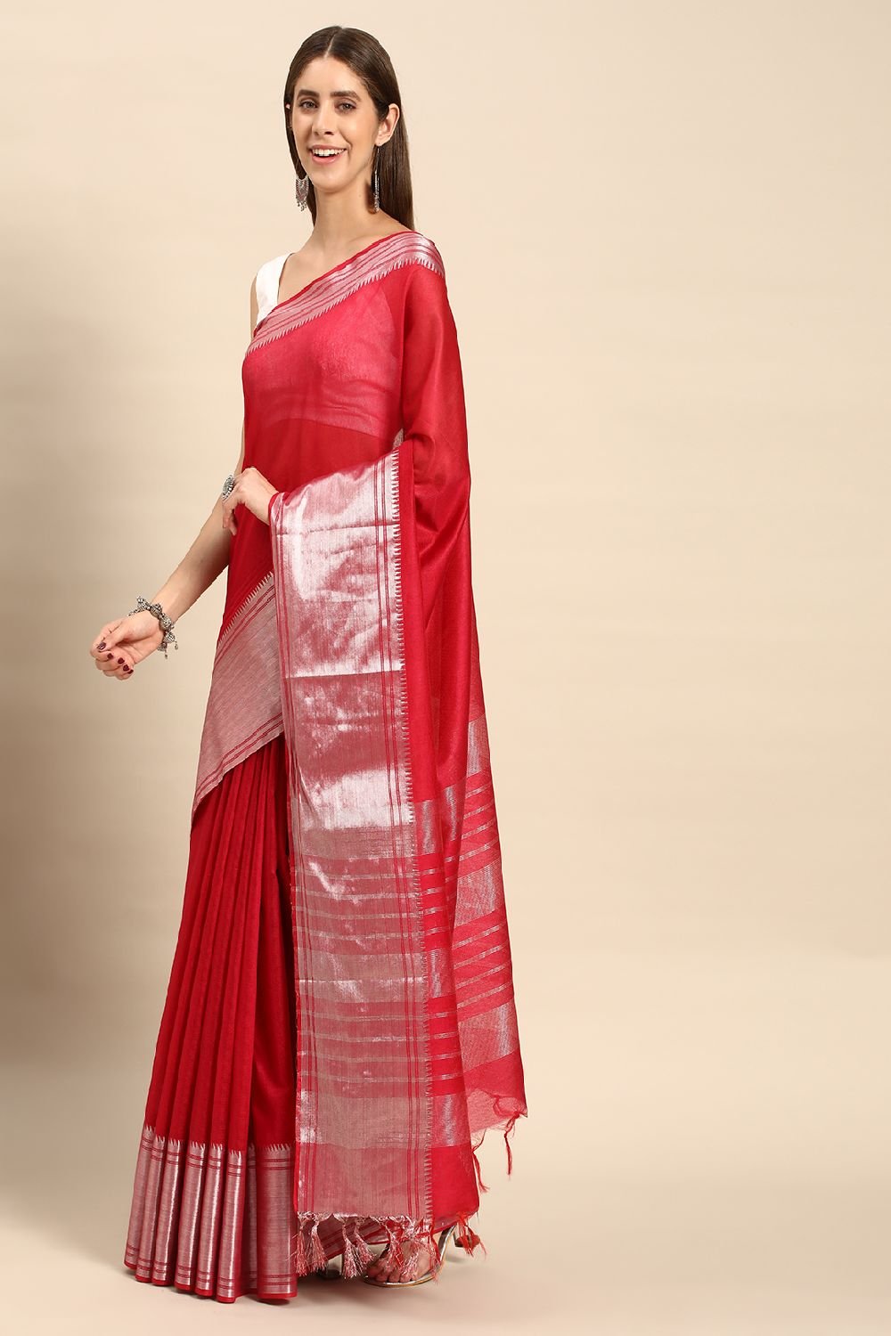 Pink Silk Blend Saree