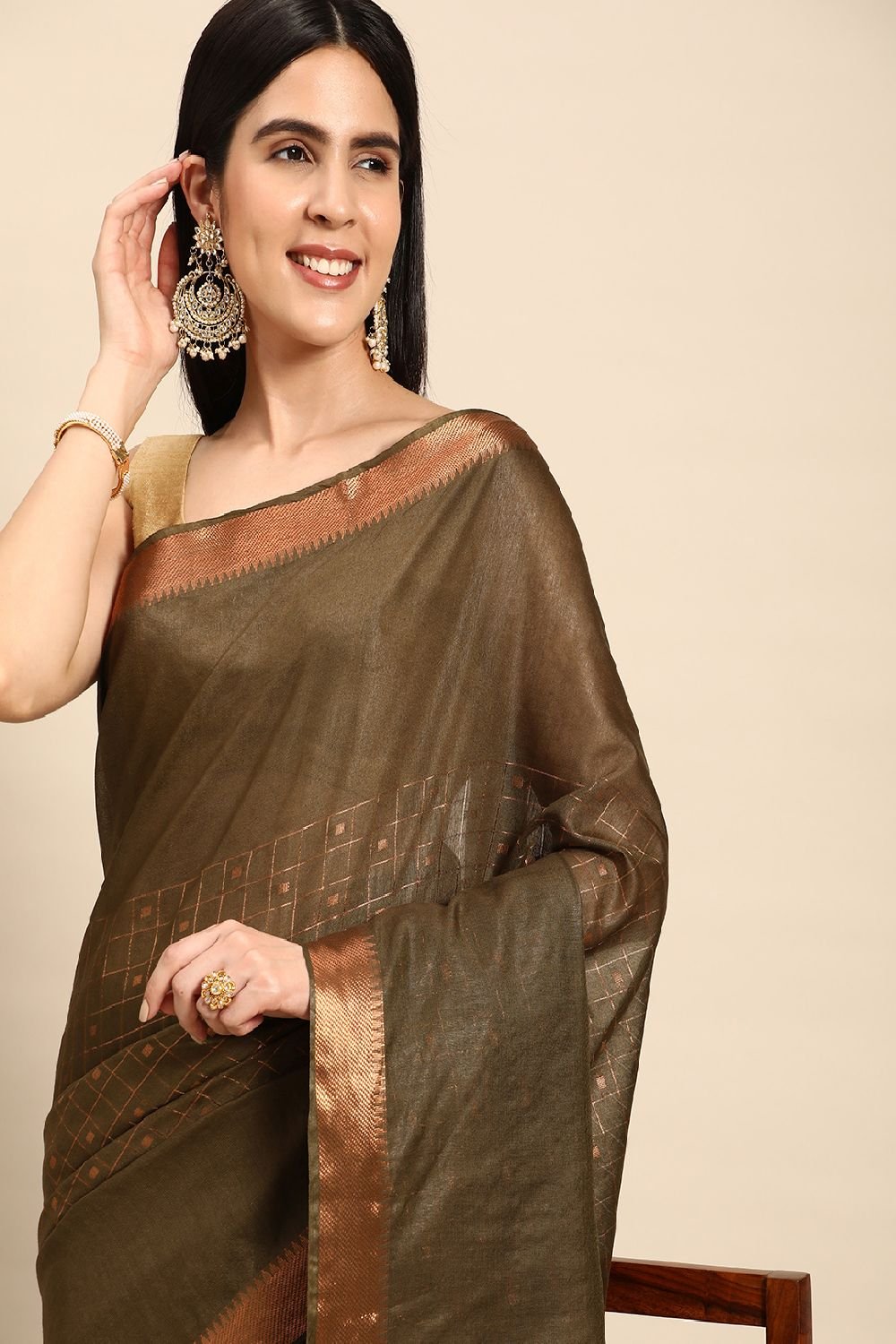 Green Silk Blend Saree