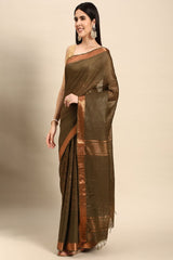 Green Silk Blend Saree