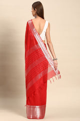 Red Silk Blend Saree