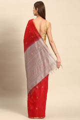 Red Silk Blend Saree