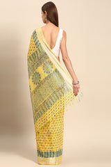 Yellow Silk Blend Saree