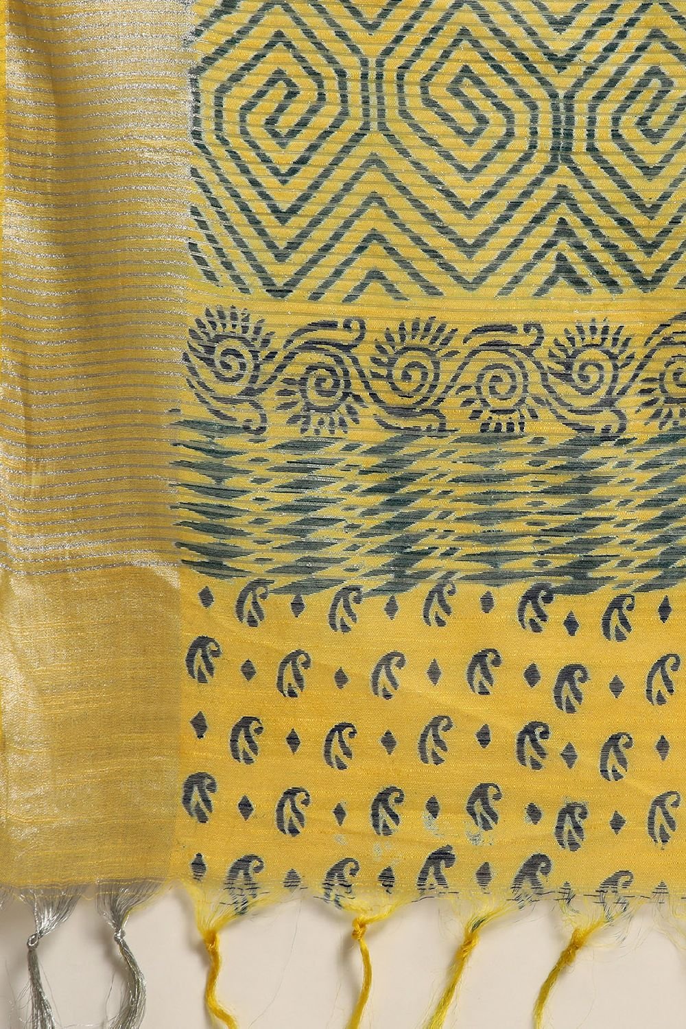 Yellow Silk Blend Saree