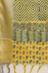 Yellow Silk Blend Saree