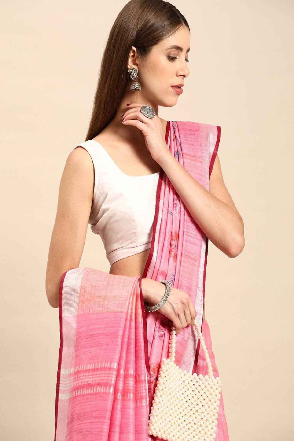 Pink Cotton Saree