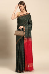 Green Silk Blend Saree