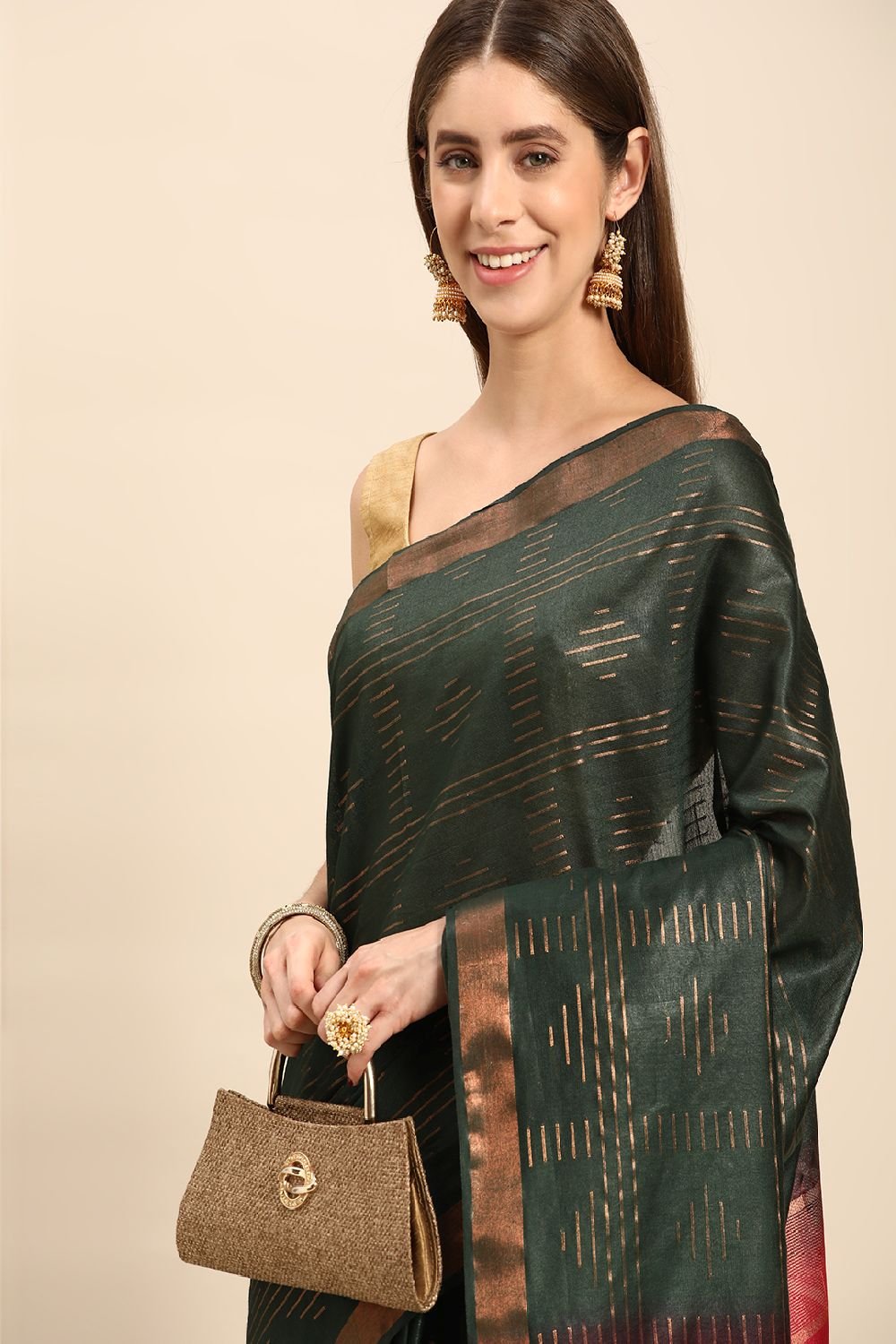 Green Silk Blend Saree