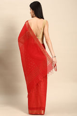 Red Silk Blend Saree