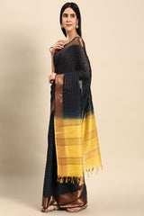 Navy Blue Silk Blend Saree