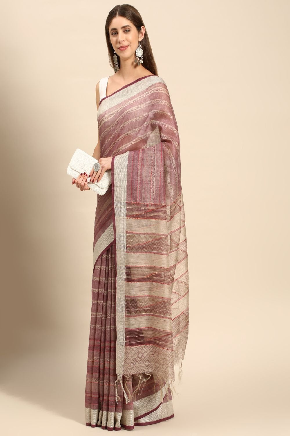 Purple Silk Blend Saree